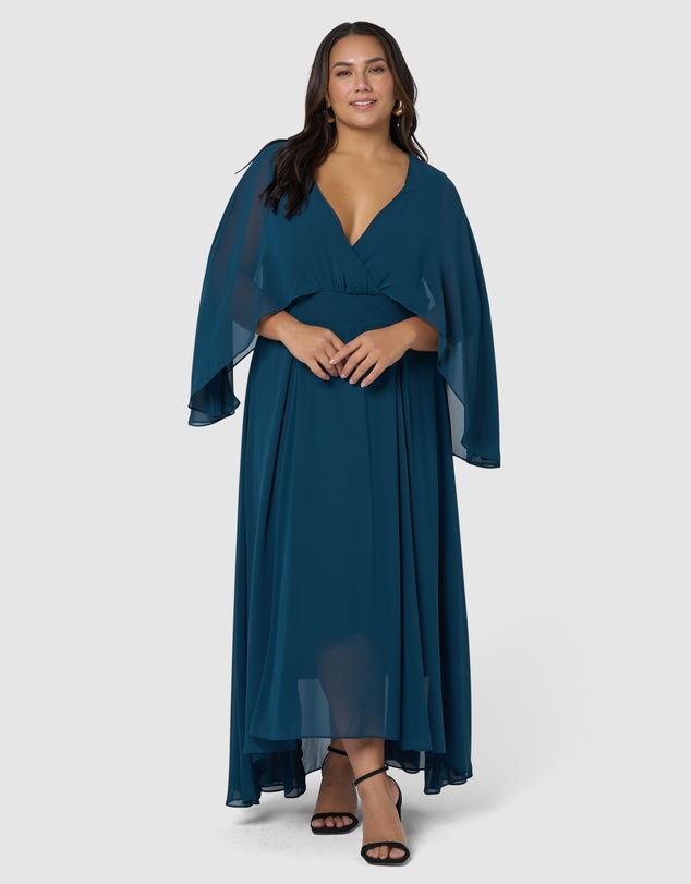 Pink Dusk by Curve Project - Electric Chemistry Cape Maxi Dress