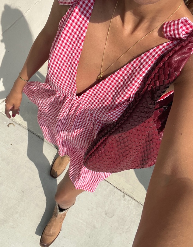Beginning Boutique - Angel Girl Red Gingham Mini Dress