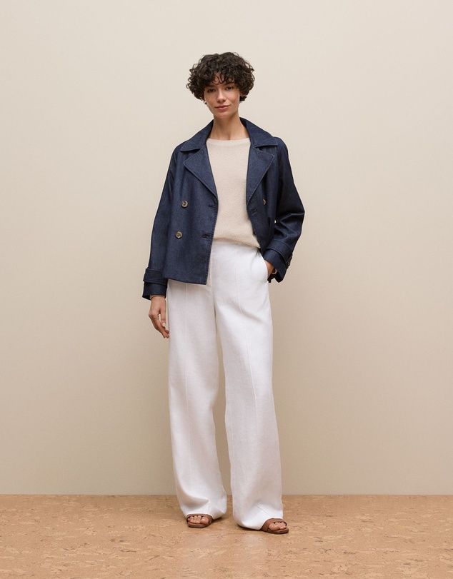 Trenery - Cotton Linen Boatneck Knit in Stone