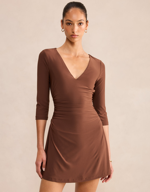 Forever New - Tash V-Neck 3 & 4 Sleeves Mini Dress