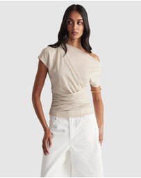 Decjuba - Ruby Gathered Lurex Top
