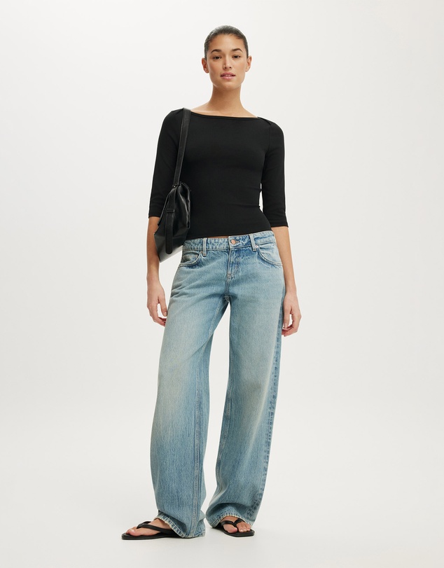 Cotton On - 90S Boatneck ¾ Sleeve