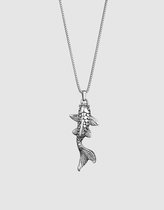 Kuzzoi - ICONIC EXCLUSIVE - Fish Pendant Necklace in Oxidised 925 Sterling Silver