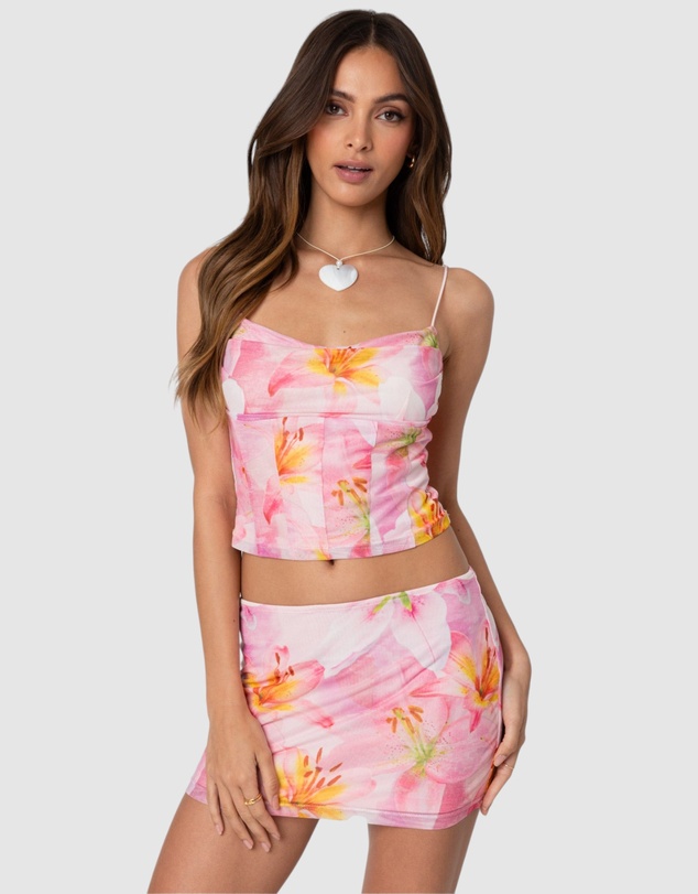 EDIKTED - Stassi Cowl Neck Printed Corset