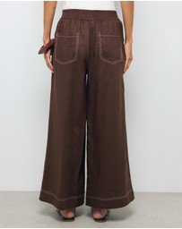 AERE - Contrast Stitch Linen Pants