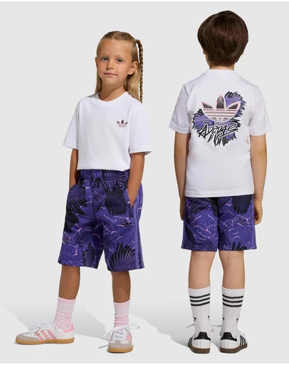 adidas Originals - Allover Print Regular Shorts and Tee Set - Kids-Teens