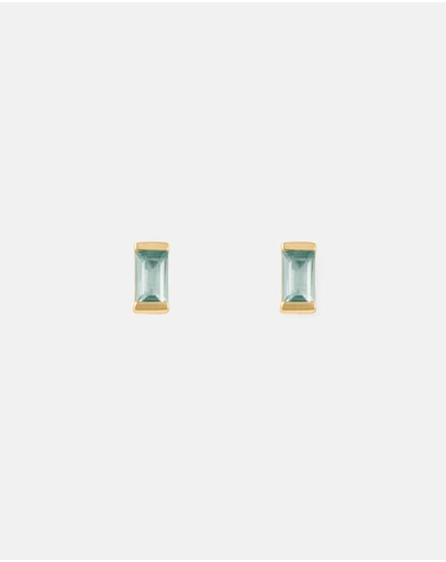 Kirstin Ash - Baguette Birthstone Studs March - Swiss Blue Topaz