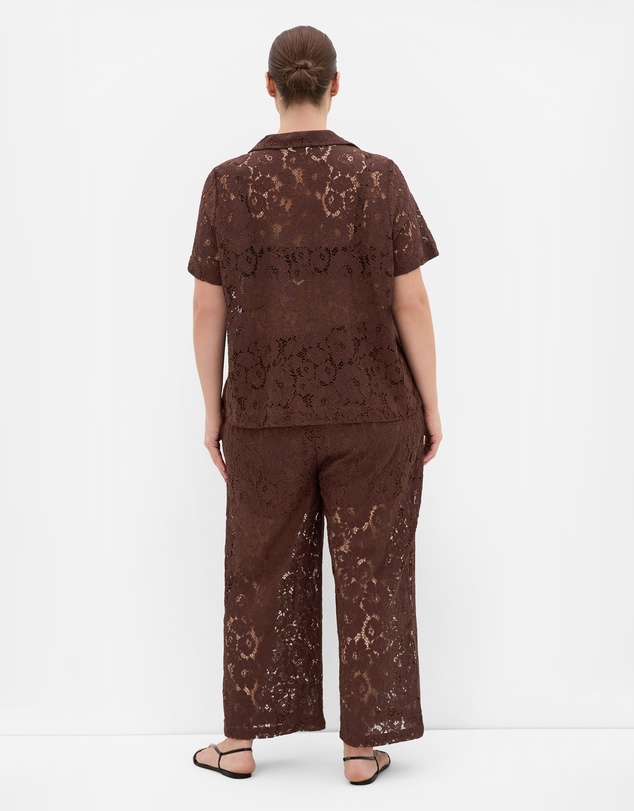 City Chic - Plus size Lani Lace Pant - chocolate