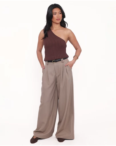 Petal & Pup - Kathryn Wide Leg Pant - Beige