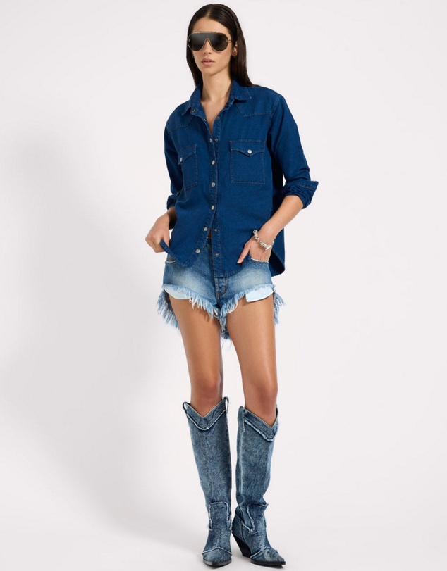 ONE TEASPOON - Western Denim Shirt - Deep Blue