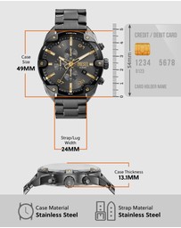 Diesel - Spiked Gun-Metal Chronograph Watch
