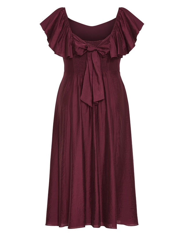 City Chic - Plus size Alisia Tie-Back Midi Dress - dark cherry