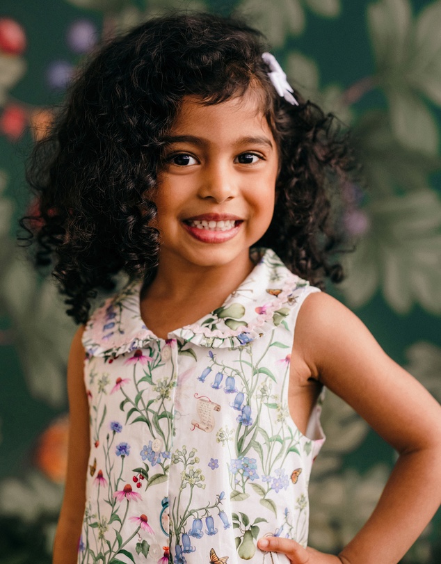 Fleur Harris - 'Silky's Floral' Winsome Dress in Snow 