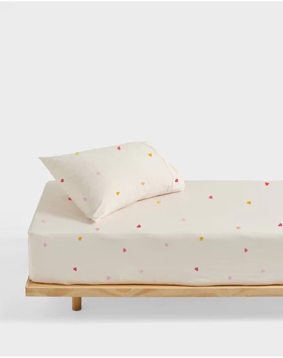 Linen House Kids - Little Love Fitted Sheet + Pillowcase Set