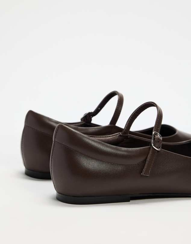 AERE - Leather Mary Jane Ballet Flats - Women's
