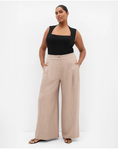 City Chic - Plus size Luci Wide Leg Pant - latte