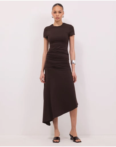 Calli - Glen Asymmetrical Midi Dress