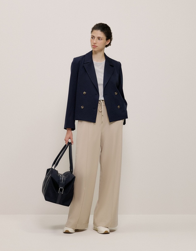 Trenery - Ponte Wide Leg Travel Pant in Clay