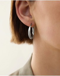Najo - Duet Silver Hoop Earrings