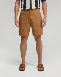 Oxford - Rocco Zip Front Linen Blend Shorts