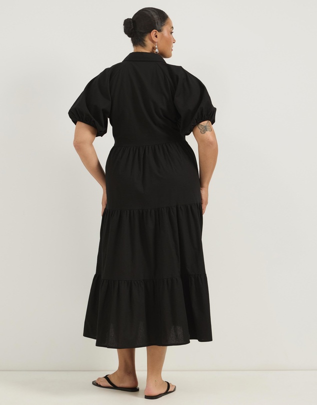 Atmos&Here Curvy - Alexis Tiered Button Through Midi Dress