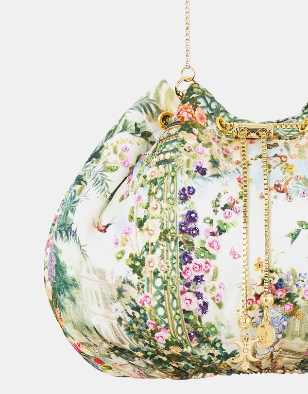 Camilla - Drawstring Pouch Bag With Chain Strap