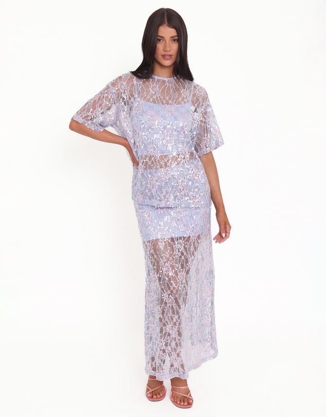 Petal & Pup - Yonder Sheer Panel Lace Maxi Skirt - Purple
