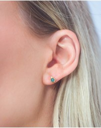 Georgini - Natural Turquoise And Two Natural Diamond December Gold Earrings