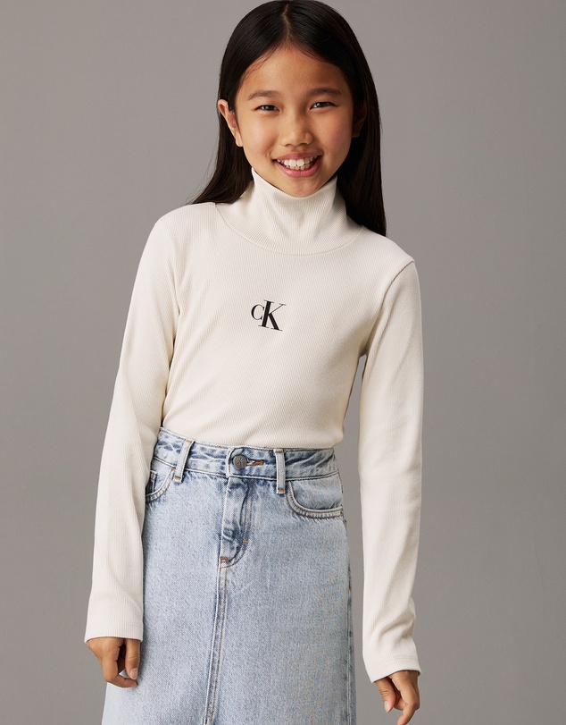 Calvin Klein Jeans - Girls Slim Ribbed Roll Neck Top