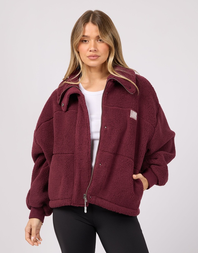 All About Eve - Cosy Club Teddy Jacket Wine