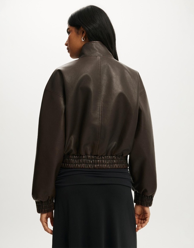 Cotton On - Easton Faux Leather Bomber Jacket