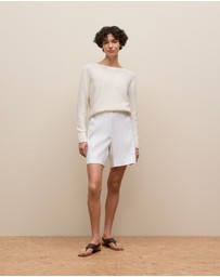 Trenery - Cotton Linen Boatneck Knit in White