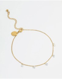 Lovisa - Waterproof Gold Plated Stainless Steel Cubic Zirconia Droplet Anklet