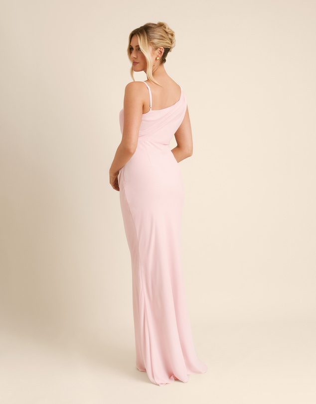 Six Stories - Cowl Front Asymmetrical Chiffon Bridesmaid Dress