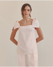 Amelius - Mavie Bow Linen Top