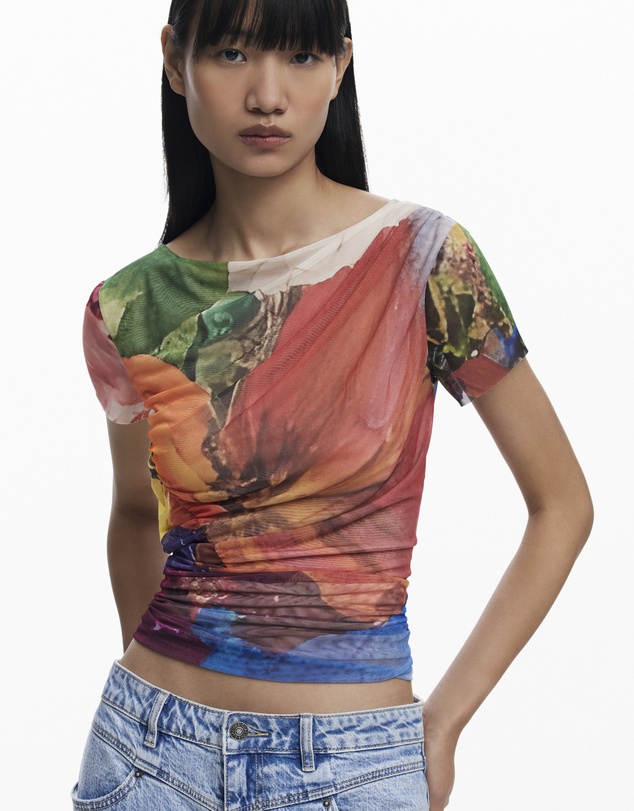 Desigual - Draped chiffon T-shirt