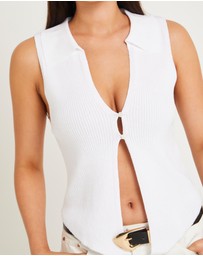 Subtitled - Meryl Ribbed Collar Knit Top
