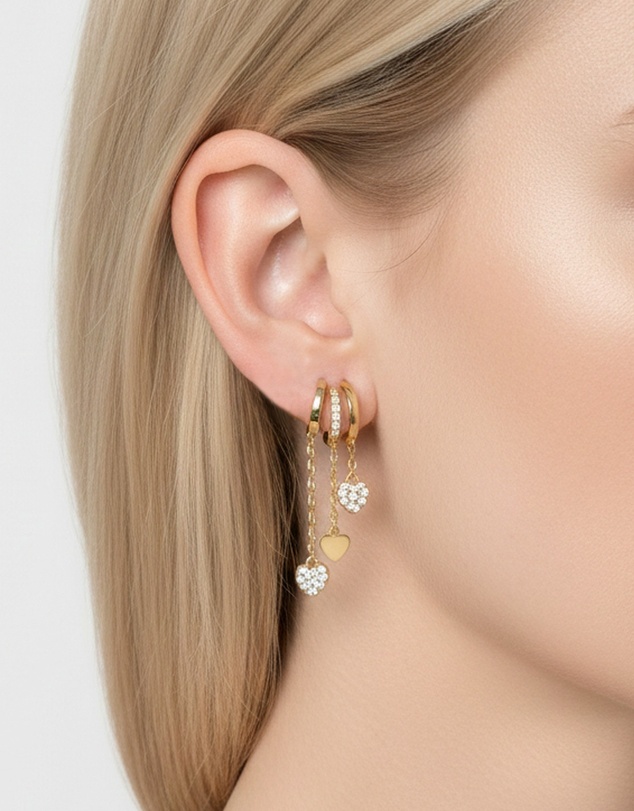Izoa - Cara 3-in-1 Trio Huggie Earrings