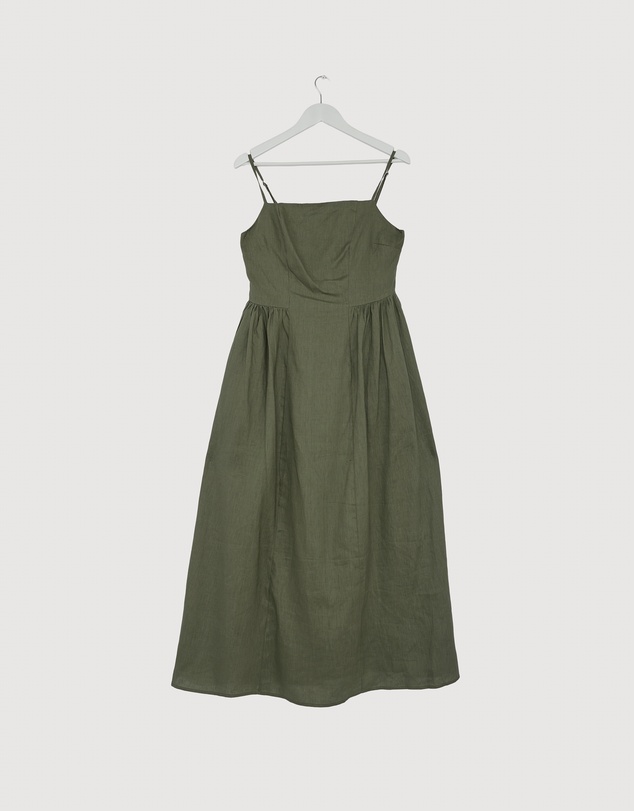 Revibe - Repaired AERE Gabriella Linen Midi Dress - AU 12