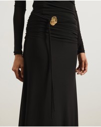 Atmos&Here - Valentia Belted Mesh Maxi Skirt