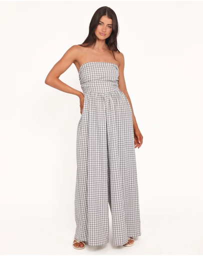 Petal & Pup - Paige Strapless Jumpsuit - Black White Gingham