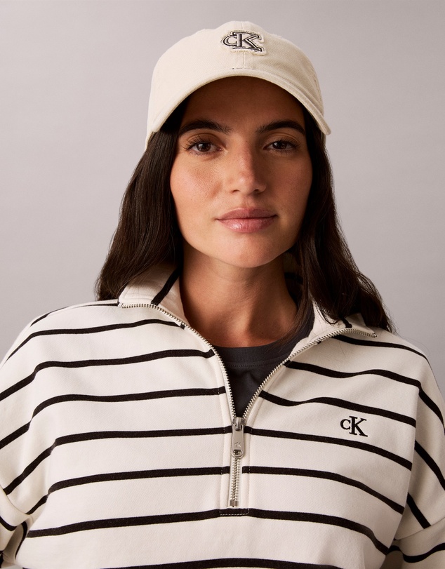 Calvin Klein Jeans - Striped Monogram Terry Cropped Sweatshirt
