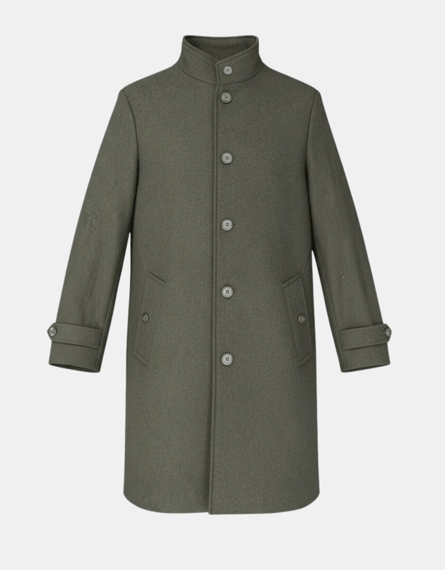 Henry Bucks - HENRY SARTORIAL Wool Overcoat OLIVE