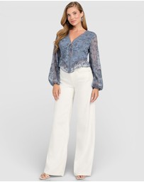 GUESS - Seiah Tie Front Long Sleeve Top