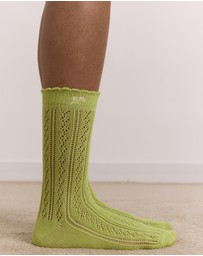 Damson Madder - Calf Length 2 Pack Pointelle Socks