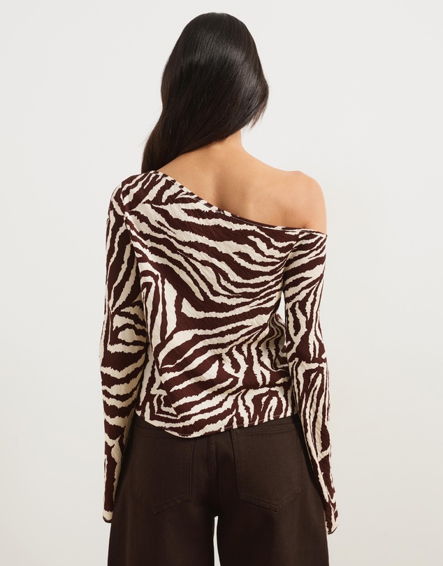 Atmos&Here - Mylie Bias Cut Zebra Print Top