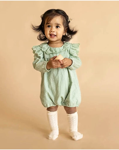 Bebe by Minihaha - Fern Dobby LS Romper - Babies