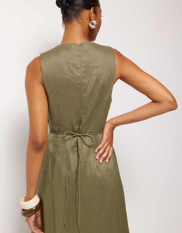 AERE - Jesse Linen V-Neck Midi Dress
