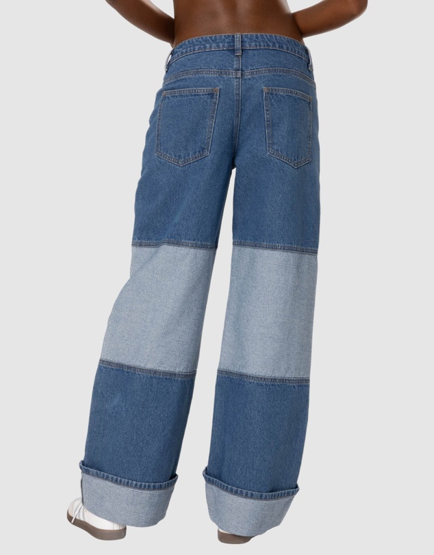 EDIKTED - Lindsey Two Tone Cuffed Jeans