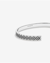 Michael Hill - Men's Link Pattern Textured Cuff Bangle in Sterling Silver
